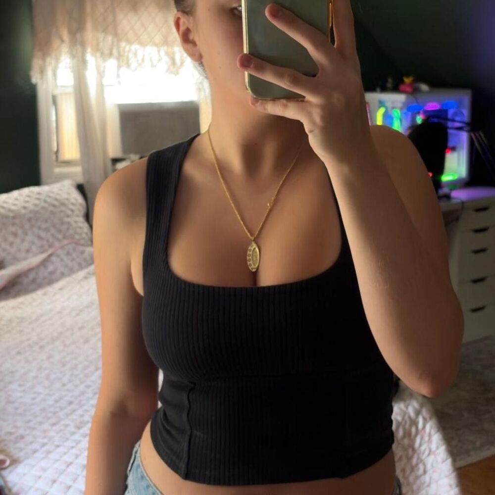 American-eagle Women's Black and Grey Crop-top